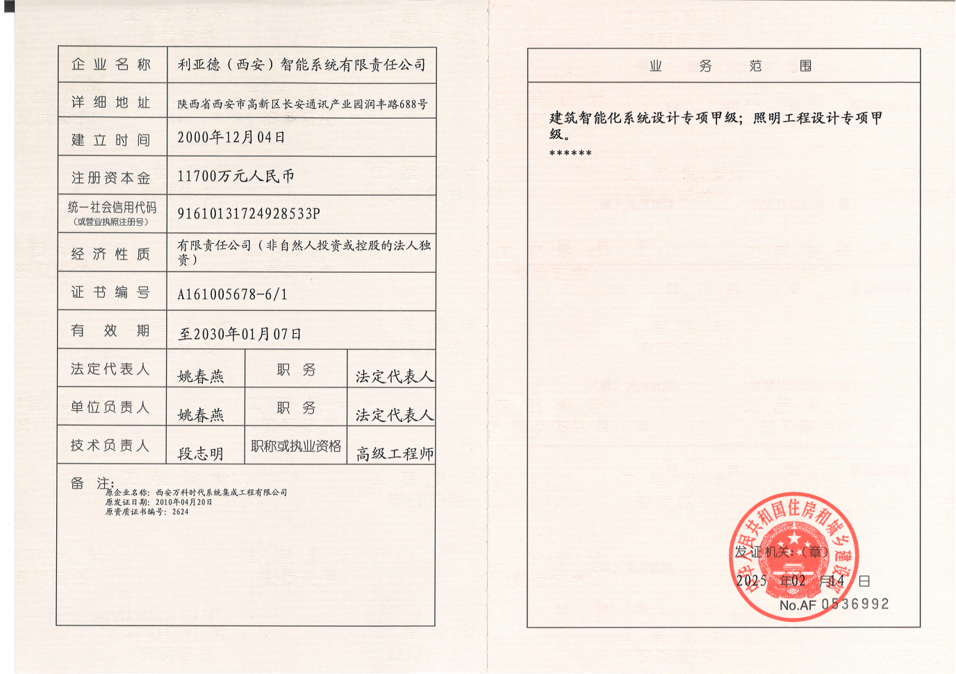 工程设计资质证书